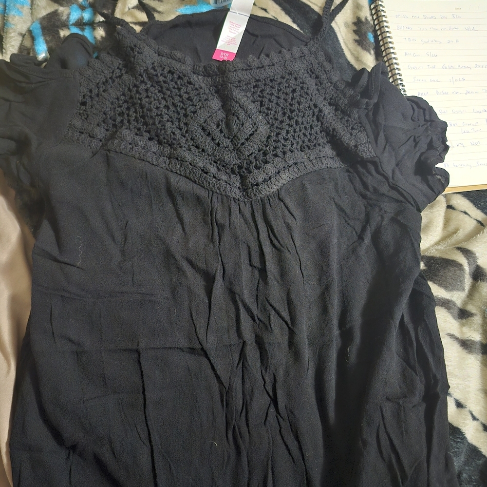 No Boundaries Black Crochet Tank Top